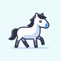 cartoon of a cute pony pet in flat design style