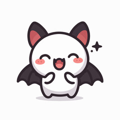 happy cute bat cartoon in flat design style