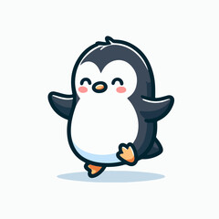 adorable penguin cartoon with flat design style