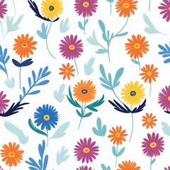 Fototapeta na wymiar Beautifull colored floral pattern on plaid background