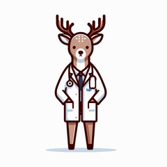 specialist deer doctor cartoon in flat design style