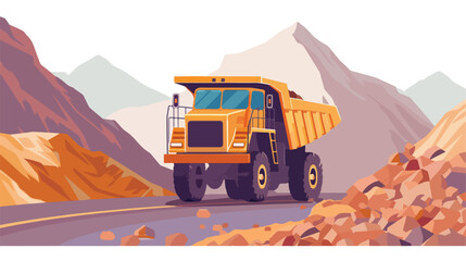 Vahicle on road. Copper and gold mine flat vector isolated