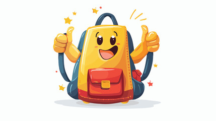 School backpack giving thumbs up flat vector isolated