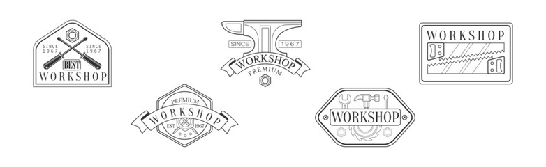 Workshop and Woodworking Craft Label Vector Set