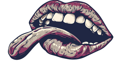 Vector hand drawn illustration of rock hand with mouth