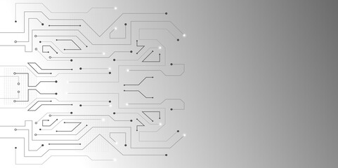 Vectors High-tech connection system on a white background. Technology digital circuit board background. Technology black circuit diagram.