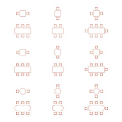 Table chair icon illustration top view