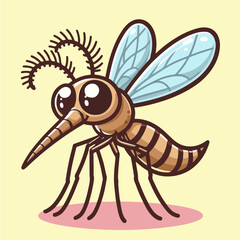 cartoon of a dangerous mosquito bug in flat design style