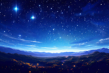 Illustration background depicting sparkling stars in the beautiful night sky