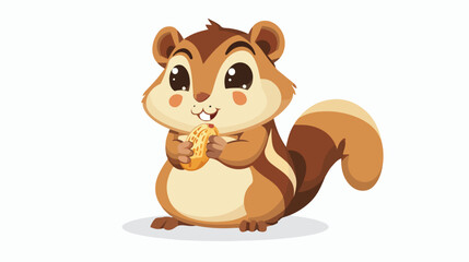 Chipmunk holding peanut isolated on white background