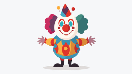 Cartoon clown flat vector isolated on white background