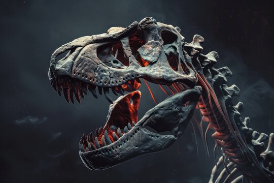 Tyrannosaurus rex skull realistic in profile position, high details