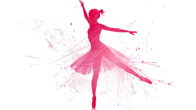 pink silhouette shadow of ballet girl dancing international Dance Day 29  april Design template for banner, flyer, invitation, brochure, poster or greeting card. - Powered by Adobe