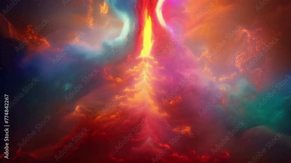 Poster a video projection displays a mesmerizing display of light and sound with each element seamlessly sy