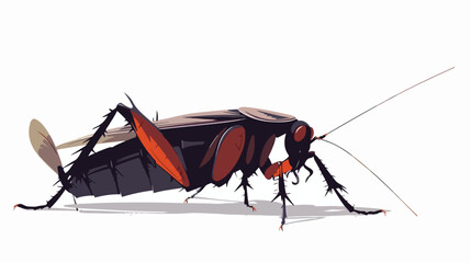 Dead cockroach on white background flat vector