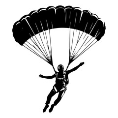 minimalist  Skydiver man extreme sport freedom vector black color silhouette 11