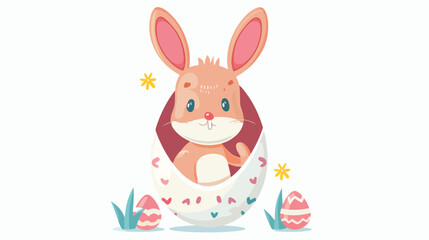 Easter bunny in the Easter egg flat vector isolated