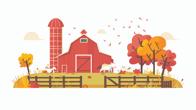 Farm flat vector isolated on white background