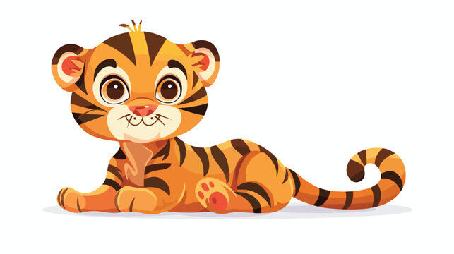 Baby tiger flat vector isolated on white