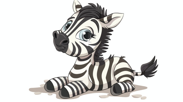 Baby zebra sitting flat vector isolated