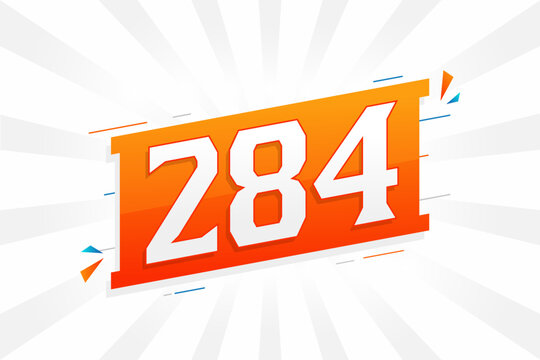 284 number vector font alphabet. Number 284 with decorative element stock vector