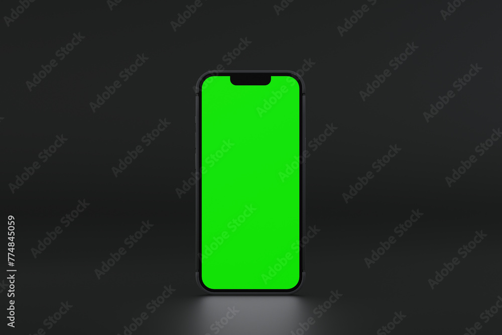 Wall mural mobile phone show green screen display, application website presentation, 3d rendering.