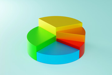 Pie chart, statistics data analysis financial presentation, market share, 3D rendering. - 774845052