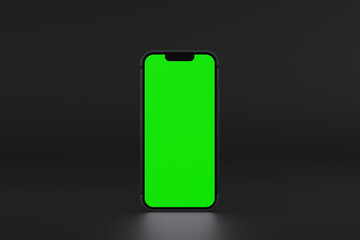 Mobile phone show green screen display, application website presentation, 3D rendering. - 774845059