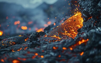 Erupting Volcano Unleashes Natures Fiery Power - obrazy, fototapety, plakaty