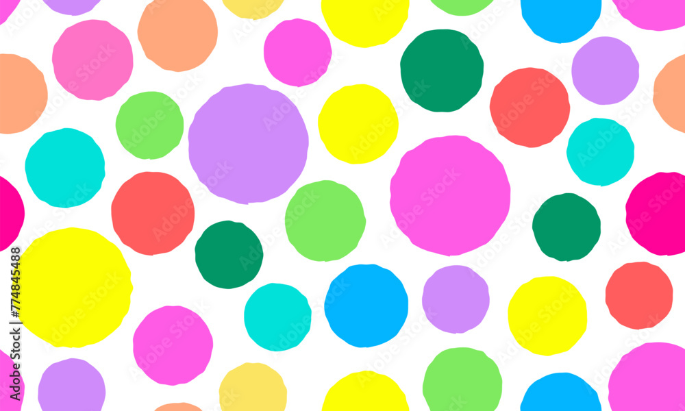 Aufkleber colorful circle doodle seamless pattern. seamless hand drawn pattern with colorful dots. vector brus