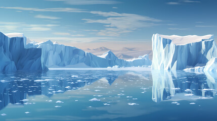 Fototapeta na wymiar View of icebergs and beautiful transparent sea