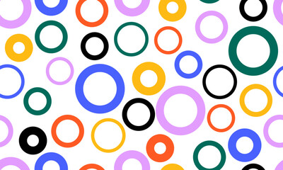 Colorful circle doodle seamless pattern. Seamless hand drawn pattern with colorful dots. Vector brush strokes design elements. Perfect for wallpapers, pattern fills, web page backgrounds, surface text - 774845471