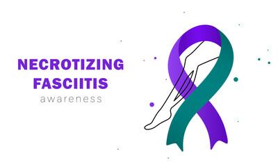 Necrotizing Fasciitis Awareness Day. Ribbon and leg vector illustration. Treatment and prevention. Medicine and health concept - 774845476