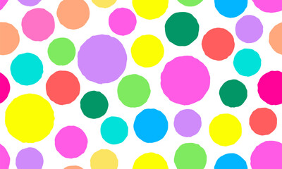 Colorful circle doodle seamless pattern. Seamless hand drawn pattern with colorful dots. Vector brush strokes design elements. Perfect for wallpapers, pattern fills, web page backgrounds, surface text - 774845488