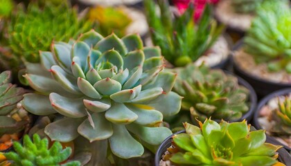 Close-up of Echeveria plant in the garden