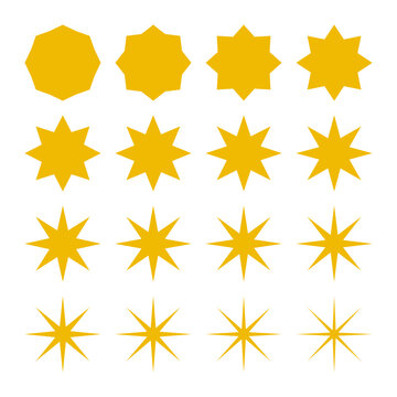 Eight Point Zigzag Edge Gold Stars