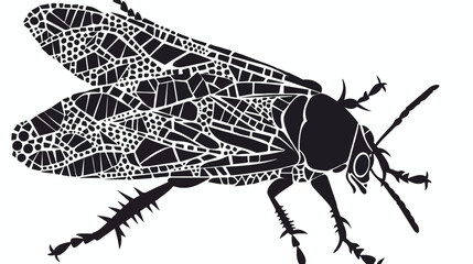 Abstract ornate mosaic silhouette of insect in state 