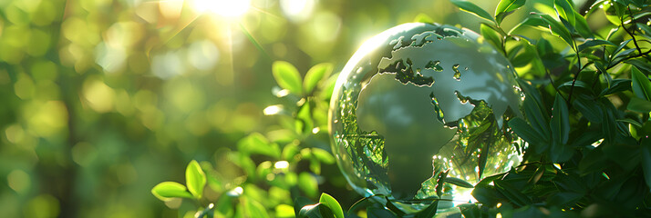  Crystal Globe and Sustainable Development Gleaming Vision Eco environment background