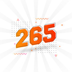 265 number vector font alphabet. Number 265 with decorative element stock vector