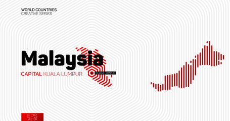 Abstract map of Malaysia with red hexagon lines