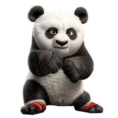 Panda wearing boxing gloves on transparent background