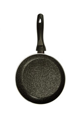 Metal Frying Pan:On a white, wooden insulated background. A place for the text.Ceramic coating with non-stick coating: Kitchen utensils;Cooking for chefs in the kitchen.