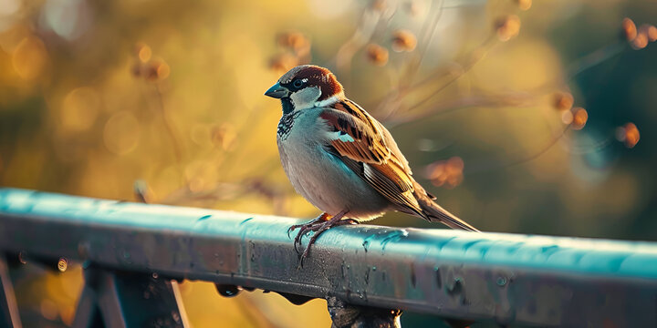 A sparrow on a branch AI generated Image win background blur