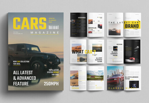 Cars Magazine Layout Design Template