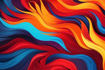 An abstract background with vibrant wavy lines in yellow, blue, red. 