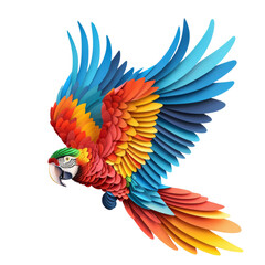 Paper Cut Style of macaw on transparent background