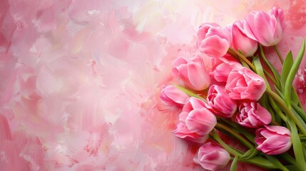 Pink Tulips on Painted Background for Mother's Day