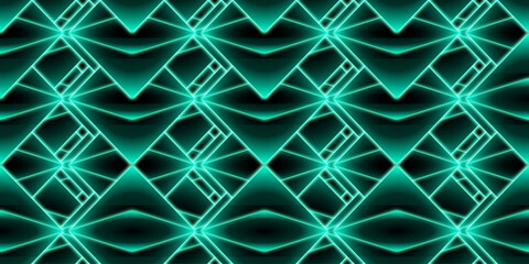 abstract magical technical futuristic background with geometric elements, dark atmosphere, geometric technology design in black and dark green, dark wallpaper, seamless geometric pattern with squares 