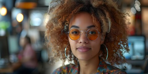 A visually impaired employee utilizing technology in an inclusive workplace. Concept Inclusive Workplace, Technology for Visually Impaired, Accessibility Features, Assistive Devices