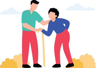 The boy is helping the old man.